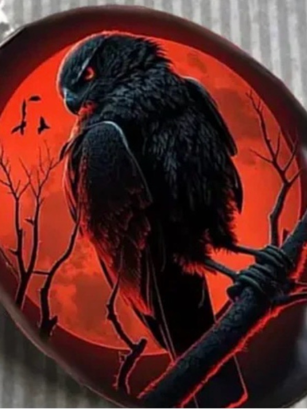 Gothic Raven Crow Moon Pendent Necklace